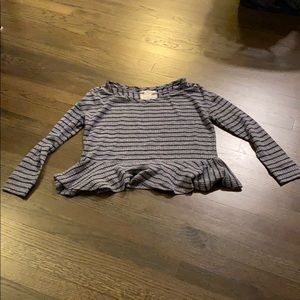 We the Free Blue Striped Waffle Knit Top Small S